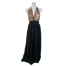 Fashion Nova Love Me Better Black Halter Floral Sleeveless A Line Maxi Dress M