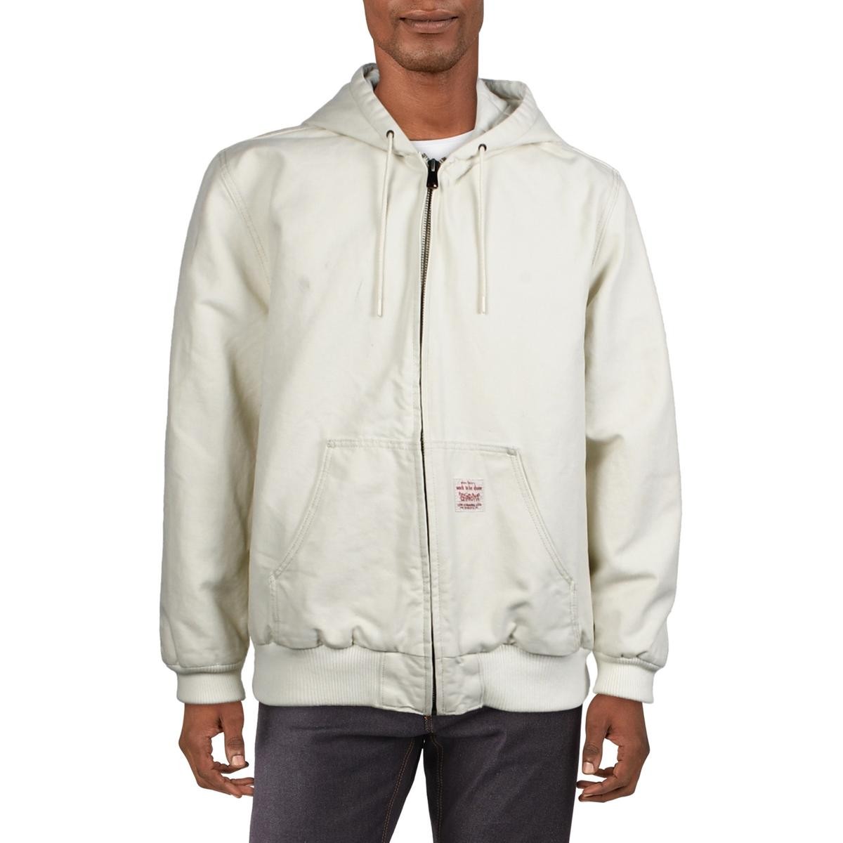 Мужская хлопковая куртка Levi Strauss - Co. цвета слоновой кости с капюшоном Soft Shell, L BHFO 5635