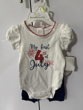 NWT Girl's Patriotic/4th of July 2-Piece Outfit. It reads: My First 4th of July