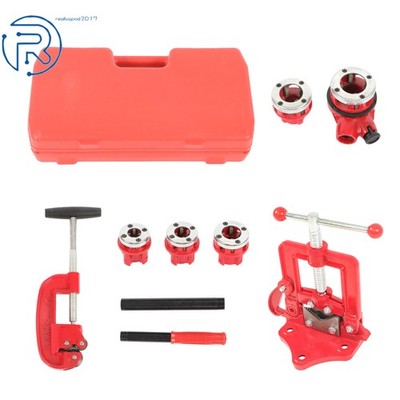 With 5 Dies Set Handheld Pipe Threader Ratchet Type Pipe Cutter Thread Tool