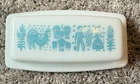 Vintage Pyrex Amish Butterprint Refrigerator Dish Turquoise Blue Milk Glass MCM