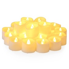 24 Pack Warm White Tea Lights with Timer Battery Operated, Flameless Flickeri...