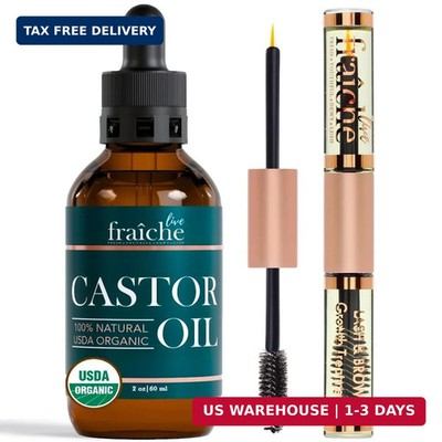 Live Fraiche Organic Castor Oil Lash Serum for Hair Growth, Eyebrow Eyelash Grow