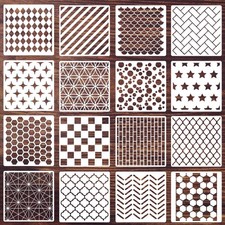 Reusable Geometric Texture Layering Stencils for Painting on Wood Wall Art