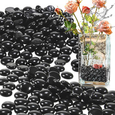 Flat Black Glass Gems Vase Filler Stones for Fish Tanks Crafts Floral Decor
