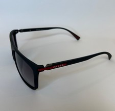 Authentic PRADA Sunglasses Black Matte Square Frame Red Logo Made in Italy Unise