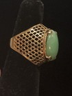 Antique Cabochon 14K Gold And Jade Ring, Size 5 — photo 9