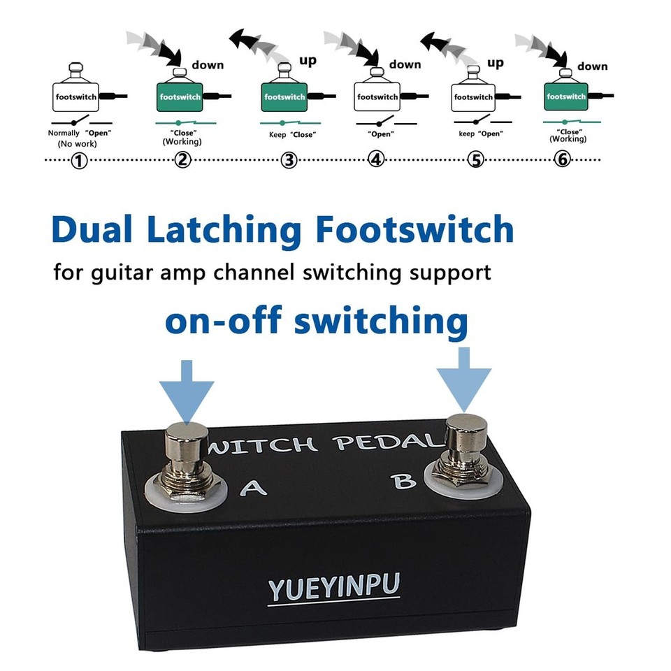 Dual Switch Pedal for Guitar Effect Pedal With TRS Cable (Latch Dual ...