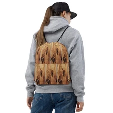 Drawstring bag Photo Faux wooden photo design woodgrain