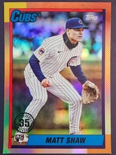 2025 Topps Update Series #U90-35 1990 Topps Matt Shaw Cubs Rookie Insert*