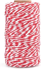 jijAcraft Red and White Twine, 2MM Cotton Bakers 2mm x 328ft, 