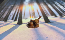 Vintage Christmas Deer Fawn Spotted Laying Down Hard Plastic Figurine Miniature