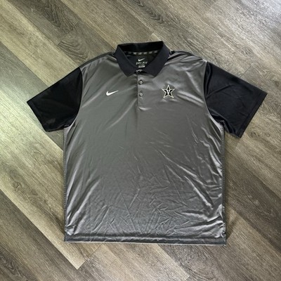 Vanderbilt Commodores Polo Shirt Mens 2XL Black NCAA Football Nike Dri Fit