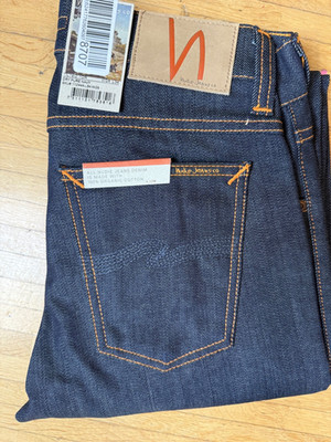 Nudie Jeans Tilted Tor Dry Pure Navy Organic Raw Denim size W 28/ L 34 BNWT Neu