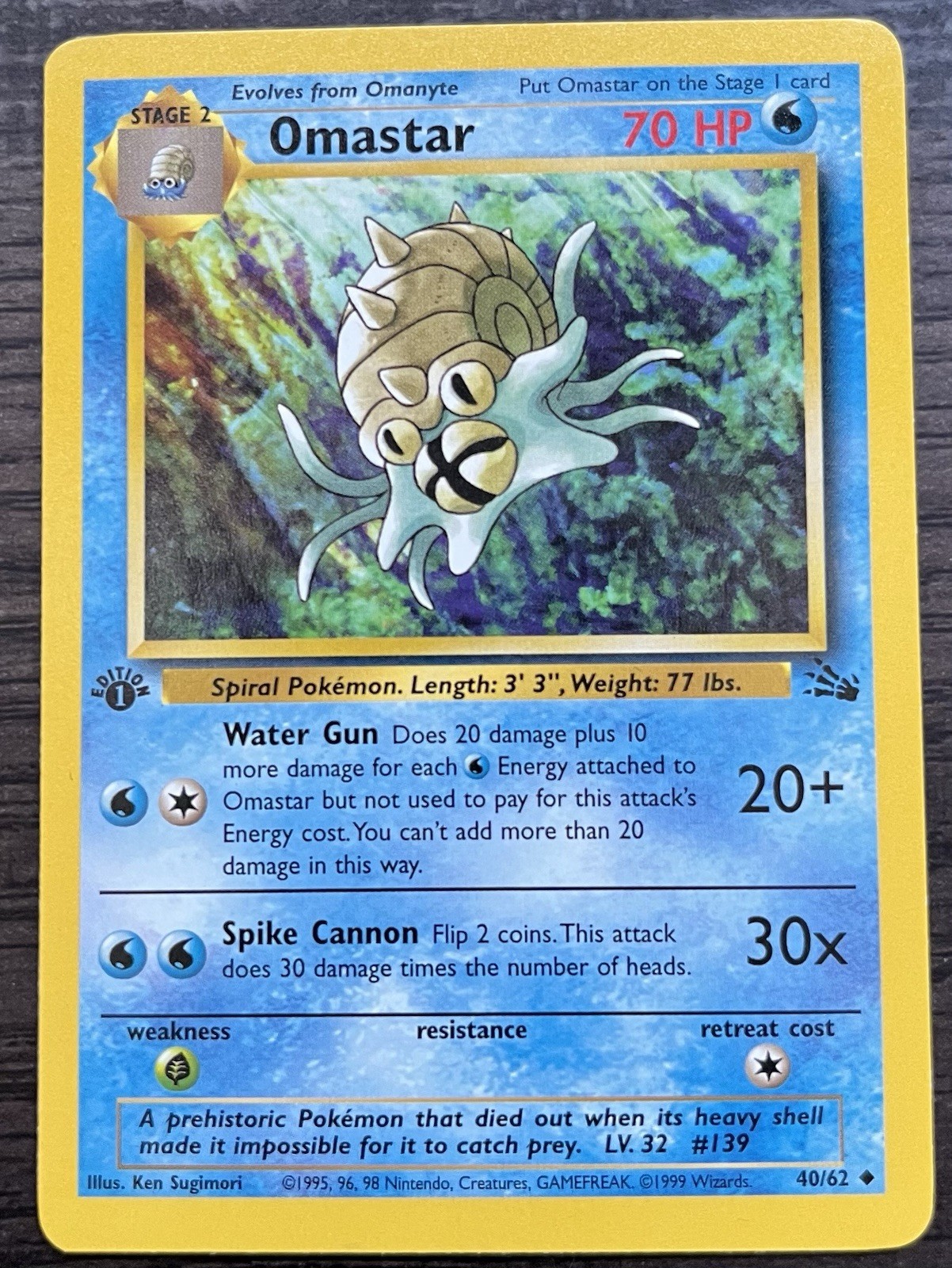 Omastar 40/62 Pokemon TCG Base Set Fossil Uncommon MINT NM