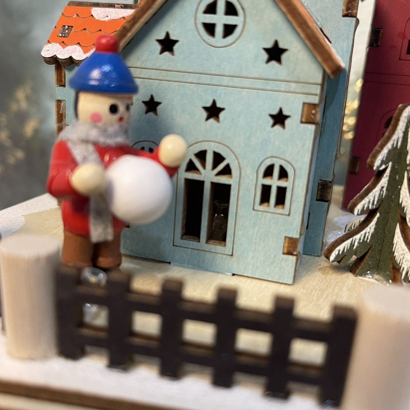 Kurt S. Adler 7" Battery Operated Musical LED Motion Village House SMALL REPAIR