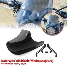 Motorcycle Windshield Windscreen Shield Guard Kit For Triumph T100 T120 Black