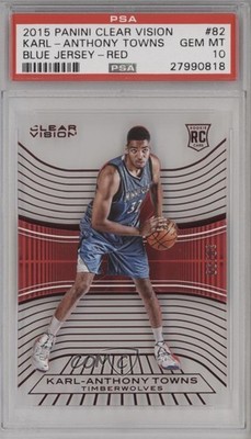 2015 Clear Vision Rookies Red 30/99 Karl-Anthony Towns #82 PSA 10 Rookie RC 1y8