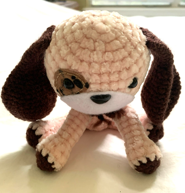 Small Handmade Crochet Stuffed Dog Gift Toy Amigurumi 5.2" sit height