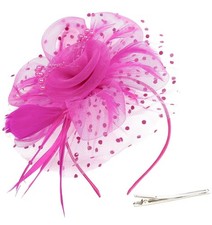 Kentucky Derby Fascinators for Women - Tea Party Hats with Clip Fushia