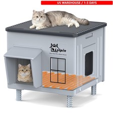 Elevated Heated Cat Shelter: Weatherproof Outdoor Cat House for Winter 17.7x14.9
