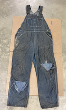VINTAGE 1970 1980 SEARS ROEBUCKS DENIM OVERALLS BIB WORK PANTS DISTRESSED 34X28