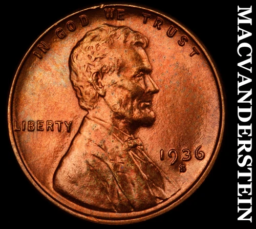 1936-S Lincoln Wheat Cent- Choice Gem Brilliant Uncirculated No Reserve #J343