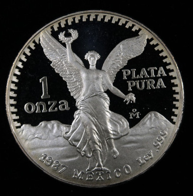 1987 Mexico PROOF LIBERTAD .999 Silver 1oz Coin 1 Onza Plata Pura