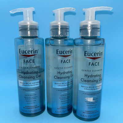 Eucerin Hydrating Cleansing Gel + Hyaluronic Acid 3 Pack 6.8 Oz Read Description