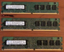 Samsung 3GB (3×1GB) DDR2-800 PC2-6400U 240-Pin DIMM Desktop Memory RAM Lot