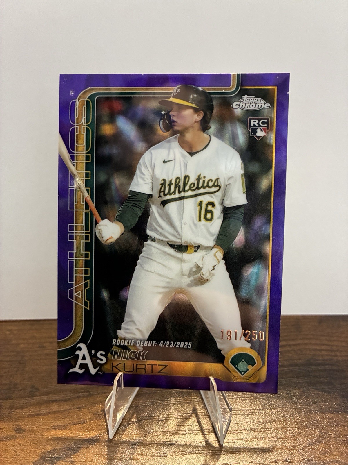 2025 Topps Chrome Update - Nick Kurtz Purple RayWave RC /250 USC180 Athletics