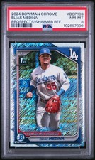 2024 BOWMAN CHROME PROSPECTS SHIMMER REFRACTOR #BCP183 ELIAS MEDINA PSA 8