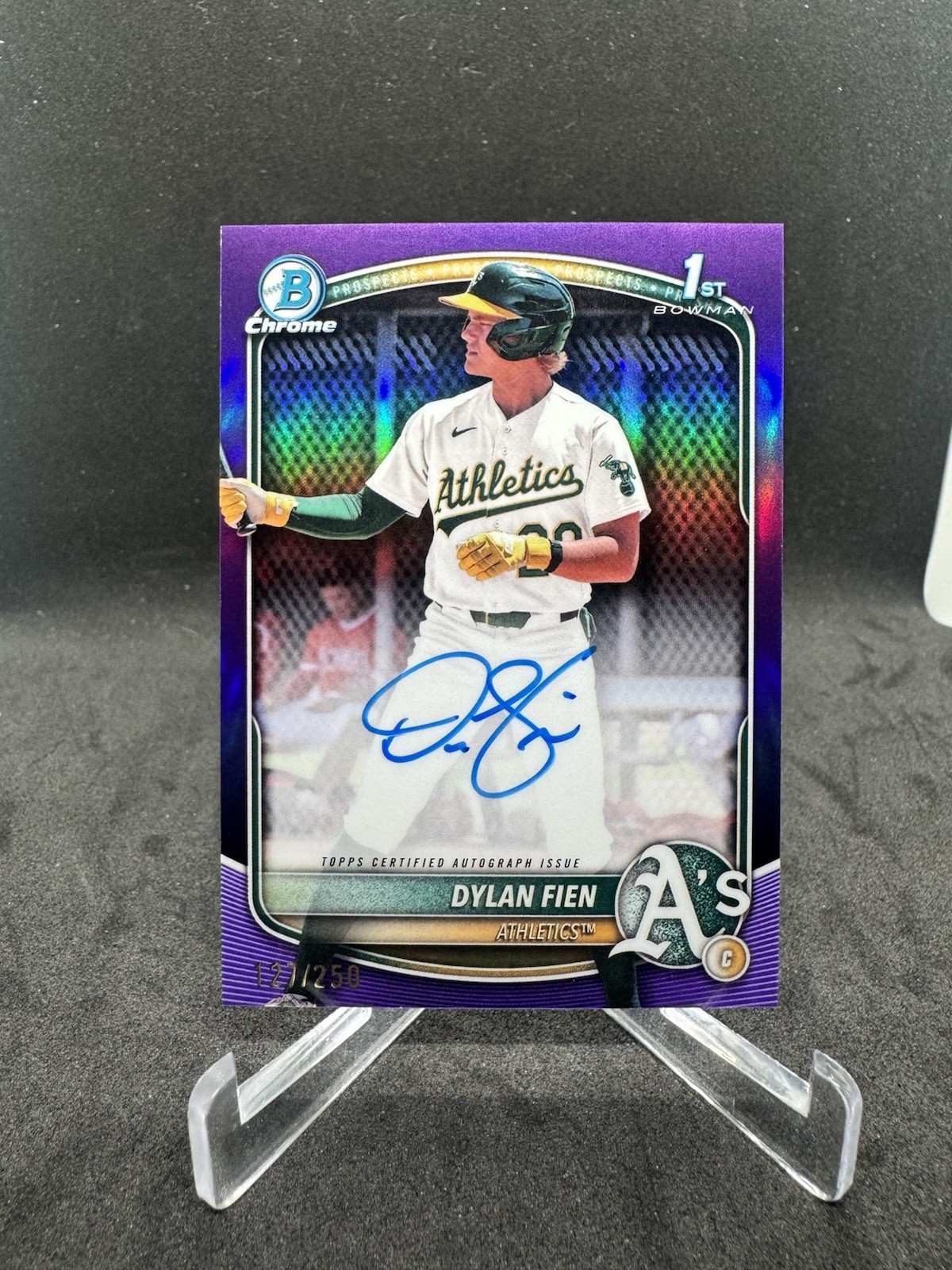 2025 Bowman Dylan Fien Chrome Prospect Purple Auto Refractor /250 #CPA-DF (RC)