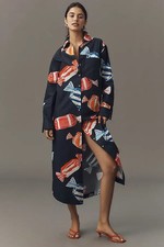 Anthropologie Maeve The Soren Long-Sleeve Shirt Dress Blue Candy Print M NWT