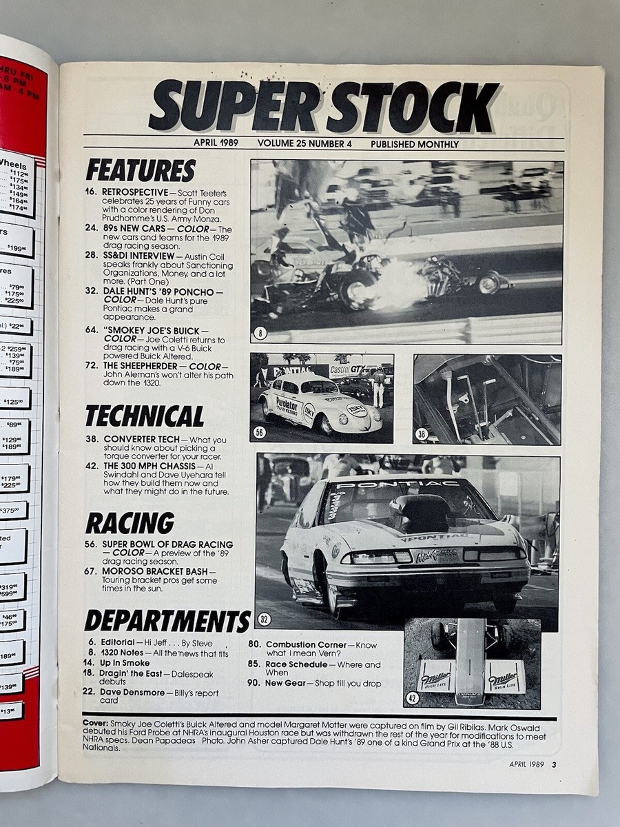 c Super Stock Magazine April 1989 Joe Coletti Buick Altered