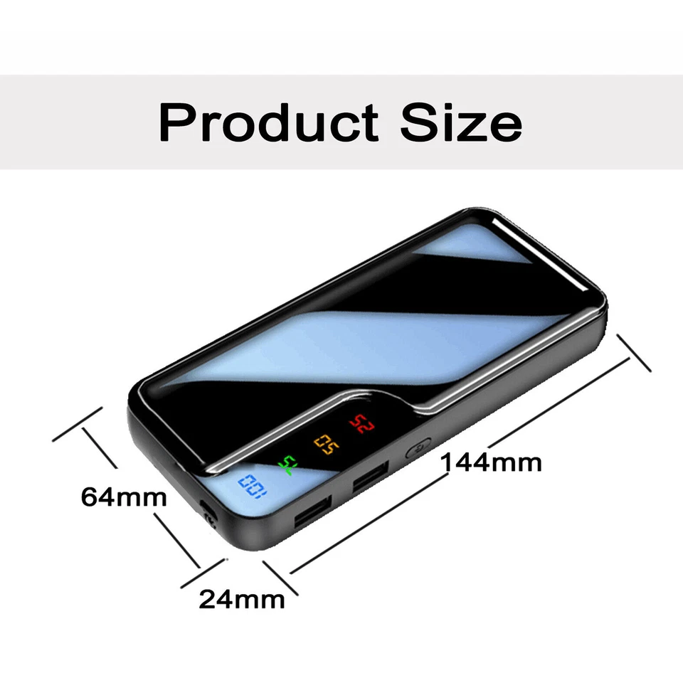 900000mAh 2 USB Batería Externa Rápida LED Banco de Alimentación Paquete Cargador para Teléfono Celular Foto 4 de 4