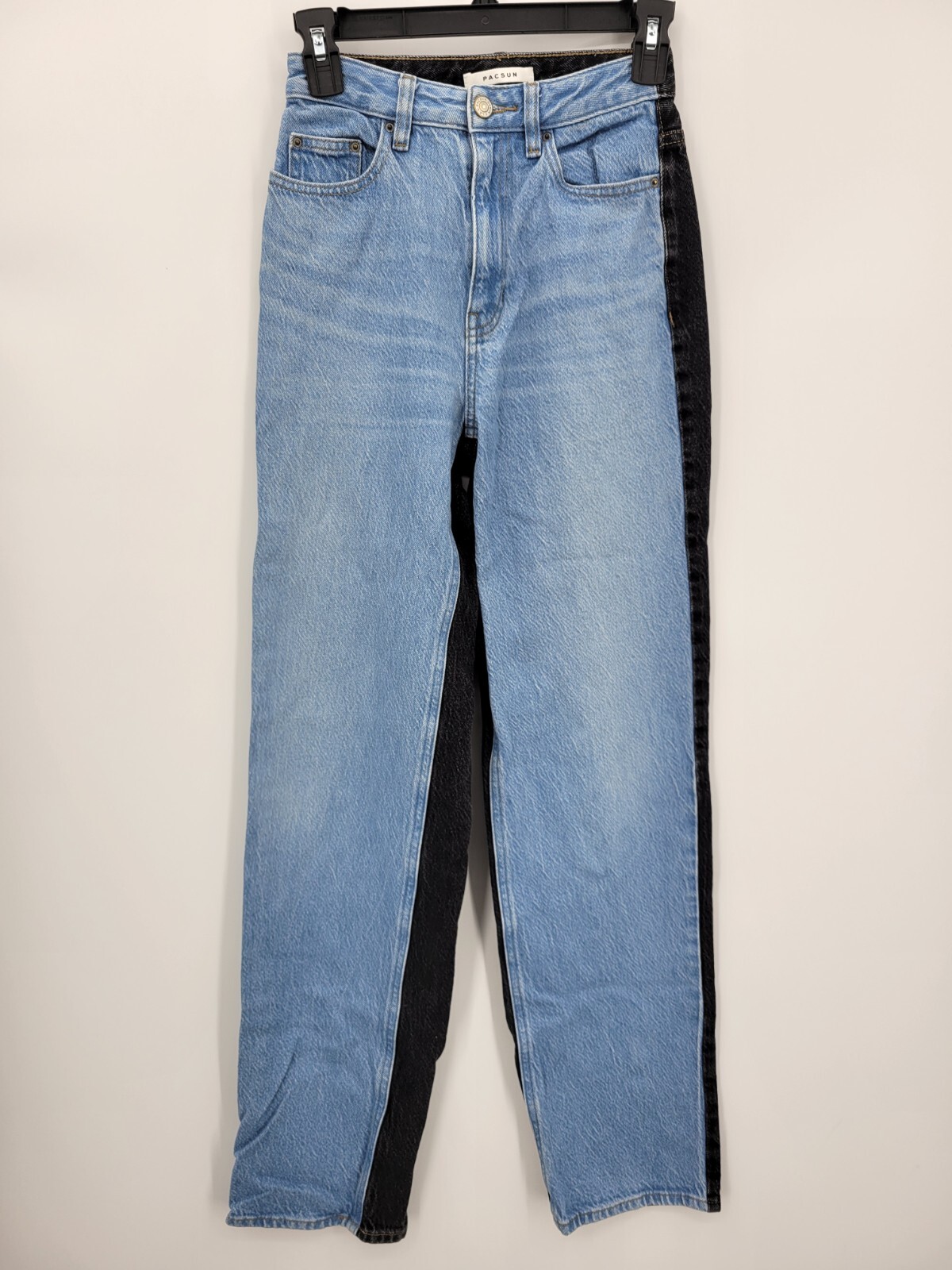 Pacsun Jeans Womens 24 Black Blue Two Tone Hi Rise 90s Boyfriend Denim Y2K Retro