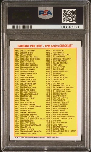 ADESIVI GARBAGE PAIL KIDS 1988 #469a TOMMY Serie 12 Checklist PSA 7 Vintage Topps - Foto 2 di 2
