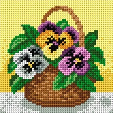 Orchidea Needlepoint canvas for halfstitch without yarn Small Basket of Pansies