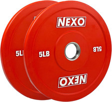 NEXO 5LB Red Rubber Bumper Plate Pair - Premium Matte Finish 2X 5LB Cross Traini