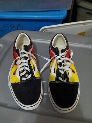 Vans Racerlow top Sneakers Red Yellow Blue Flame Men's size 11(pt63)