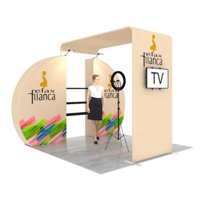 10'' Portable Trade Show Display Booth Event Exhibits with Shelves TV Bracket