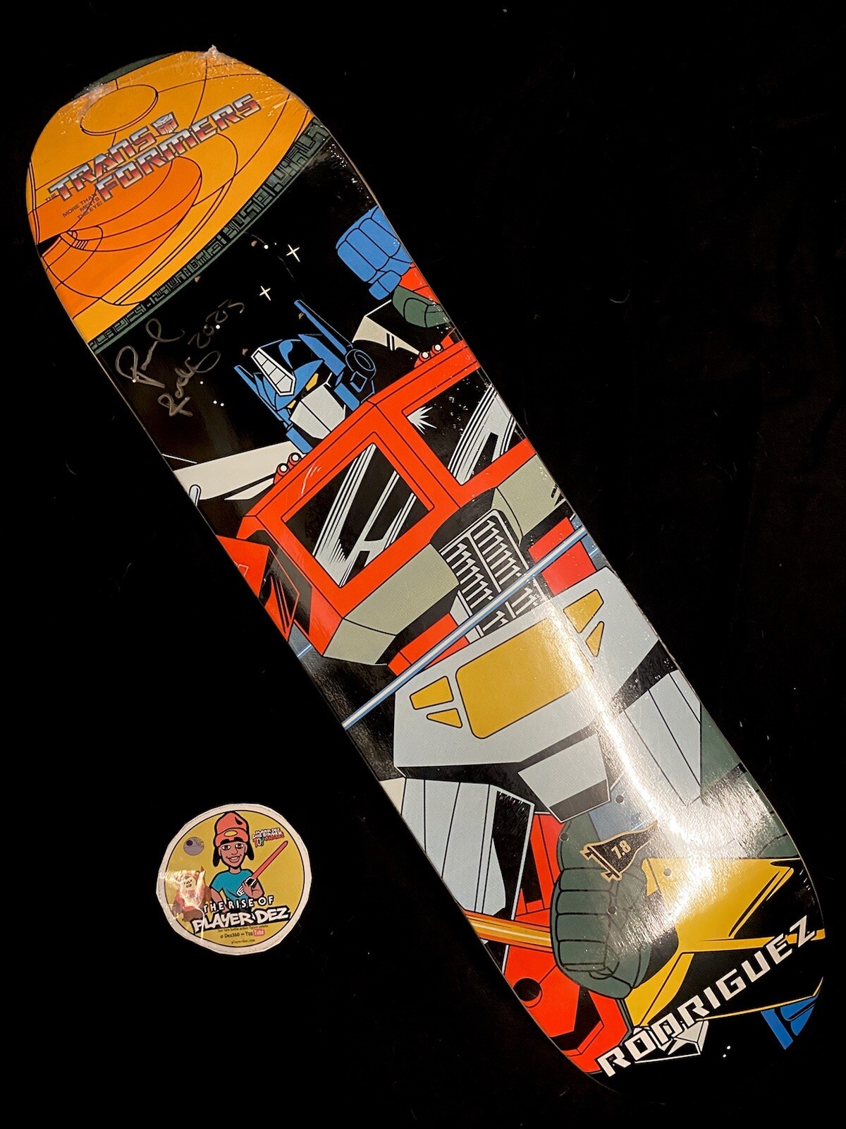 RARE SIGNED Paul Rodriguez Transformers Optimus Prime Primitive Skateboard Deck