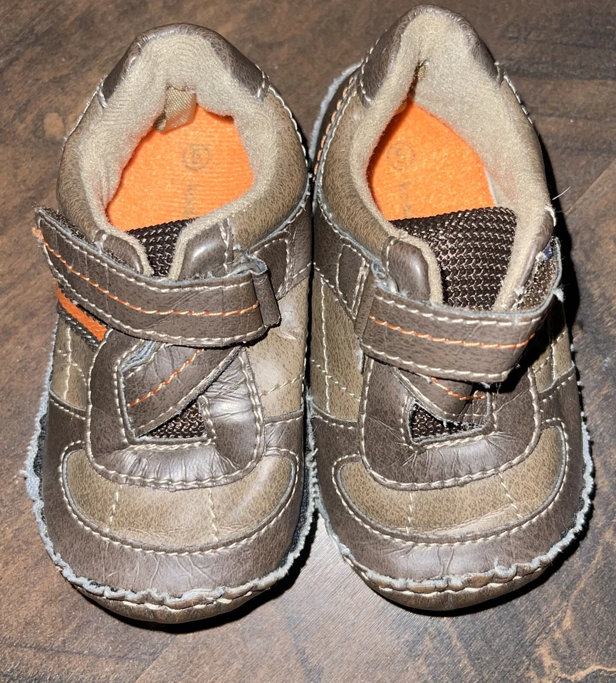 Koala Kids Baby Boys Crib Shoes, First Walking Shoes, Toddler Size 5 Brown - Image 2 of 4