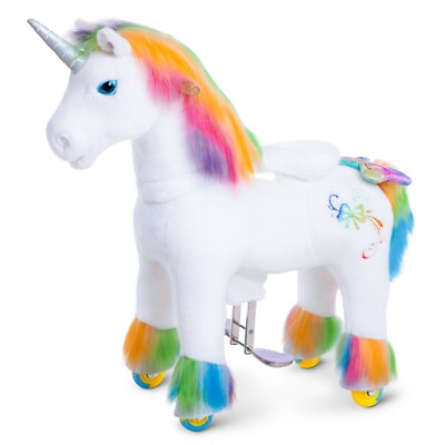 PonyCycle  Modell X Regenbogen Einhorn zum Reiten auf Rollen für Kinder  Größe 4