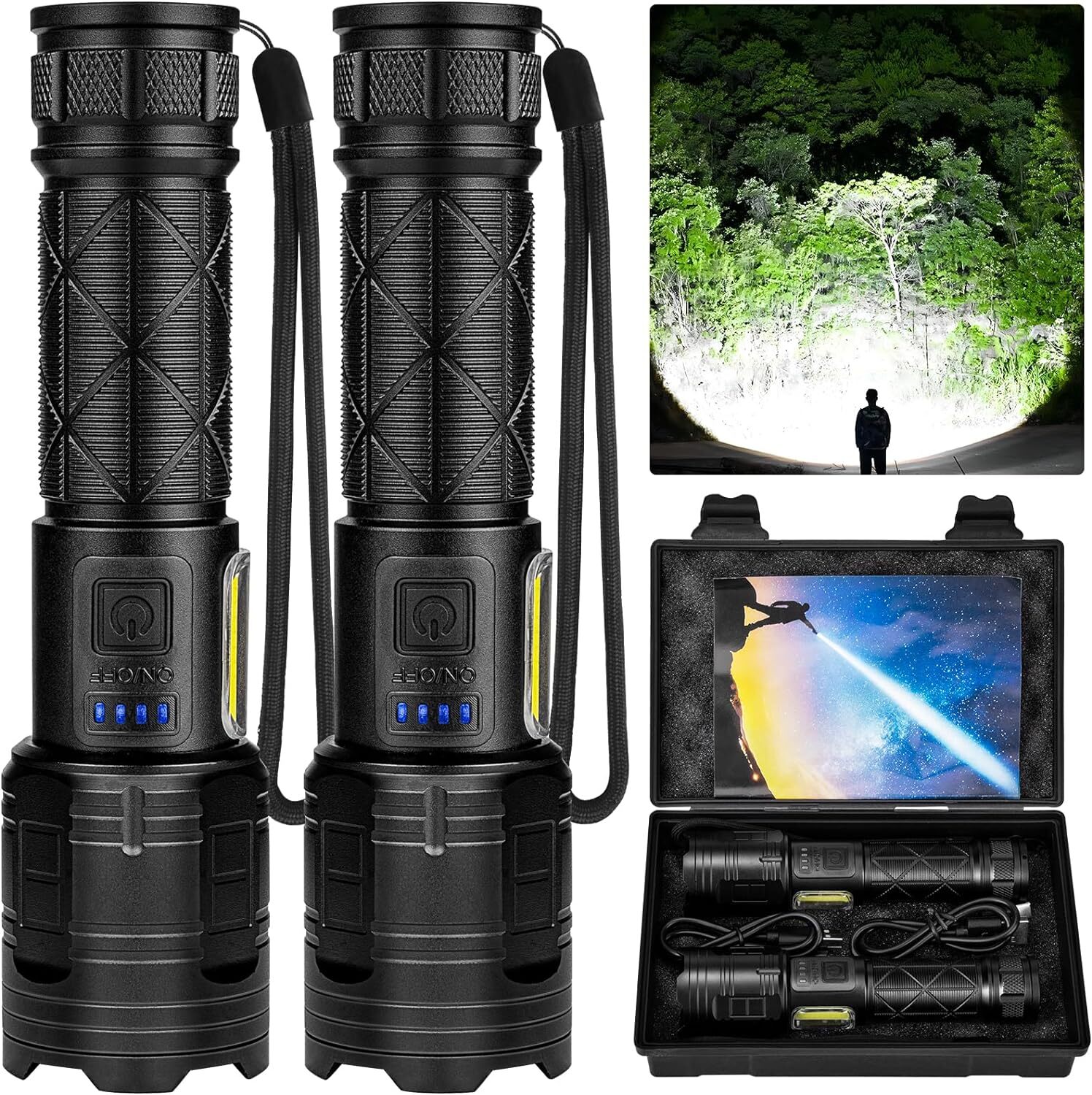 990000 Lumen Super Bright Flashli... Rechargeable LED Flashlights High Lumens