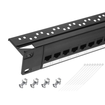 1U Blank Key Stone Cat6 Network 24-Port Patch Panel 19inch Rack & Wall Mounta...