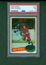 1979 Topps Hockey Card - #187 Mike Foligno RC, PSA 7 NM