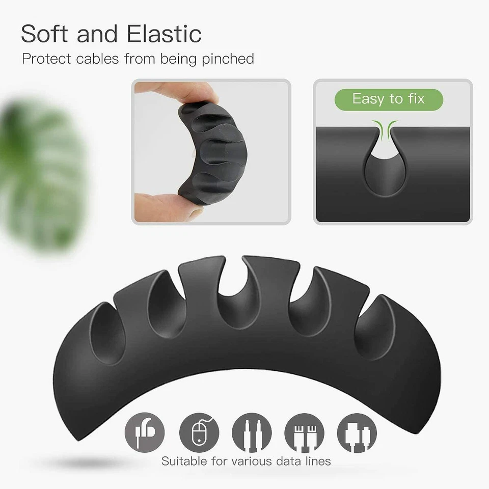 26 Pcs Cable Clip Grip Desk Wall Organizer Wire Cord Type USB Charger Holder US - Image 3 of 4