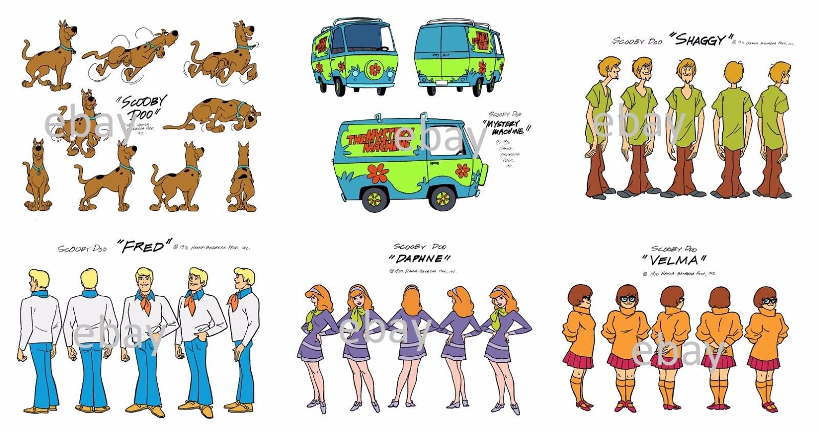 SCOOBY DOO MODEL SHEET PRINT SET - Daphne Velma Freddy Shaggy Scooby ...